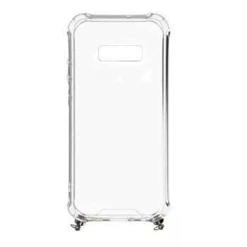 Evelatus Samsung Galaxy S10e Silikona Caurspīdīgs ar Kakla Siksnu TPU Sudrabs