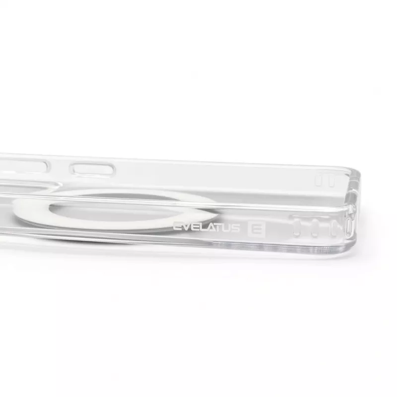 Evelatus Samsung Galaxy S26 hibrīda maciņš ar MagSafe PC+TPU 360 metāla statīvu, caurspīdīgs