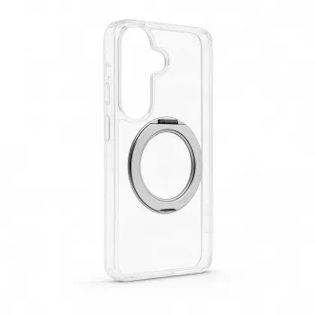 Evelatus Samsung Galaxy S26 hibrīda maciņš ar MagSafe PC+TPU 360 metāla statīvu, caurspīdīgs