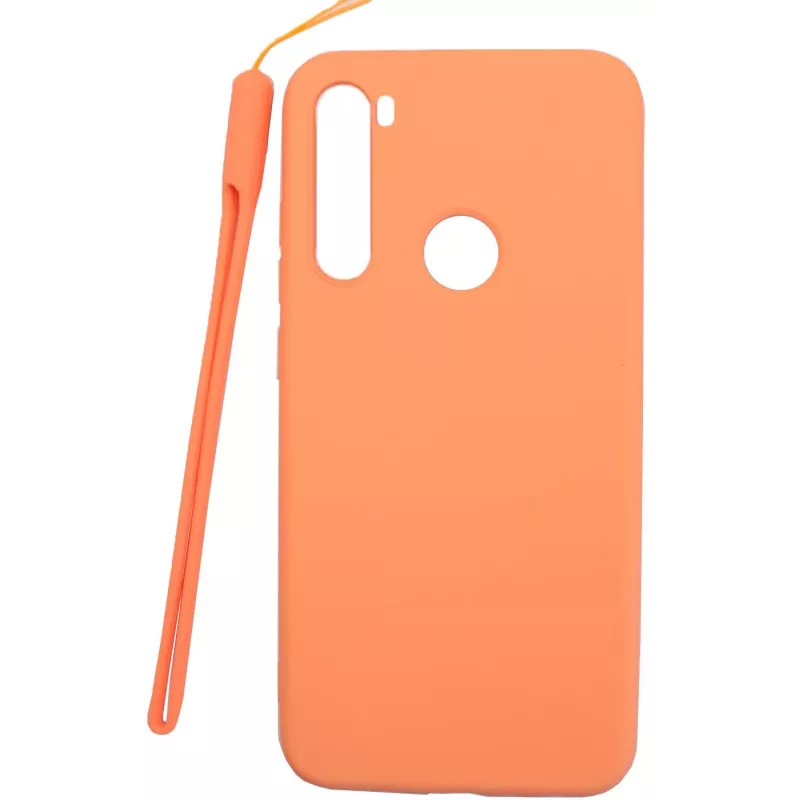 Evelatus Soft Touch Silicone Case with Strap for Xiaomi Redmi Note 8 / Redmi Note 8 2021 - Pink