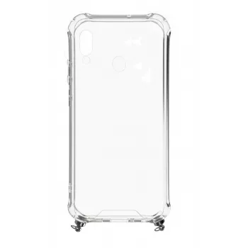 Evelatus Xiaomi Redmi Note 7 / Note 7 Pro Silicone Transparent Case with Necklace TPU Strap Space Gray