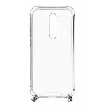Evelatus Xiaomi Redmi Note 8 Pro Silikona caurspīdīgs maciņš ar kaklasiksnas TPU siksniņu sudraba krāsā
