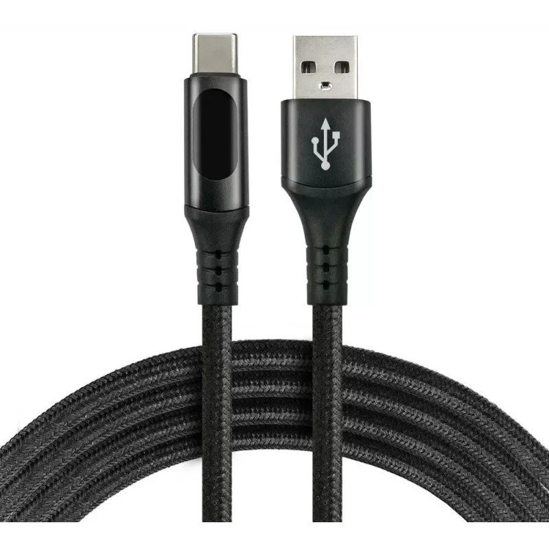 everActive CBB-1CBL USB-A uz USB-C pīts kabelis ar LCD jaudas displeju, 1m, 3A, melns