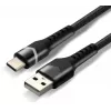 everActive CBB-1CBR USB-A uz USB-C RGB LED pīts kabelis 1m 3A melns