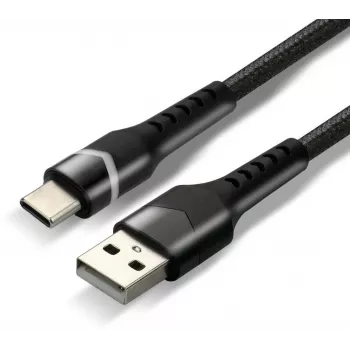 everActive CBB-1CBR USB-A uz USB-C RGB LED pīts kabelis 1m 3A melns