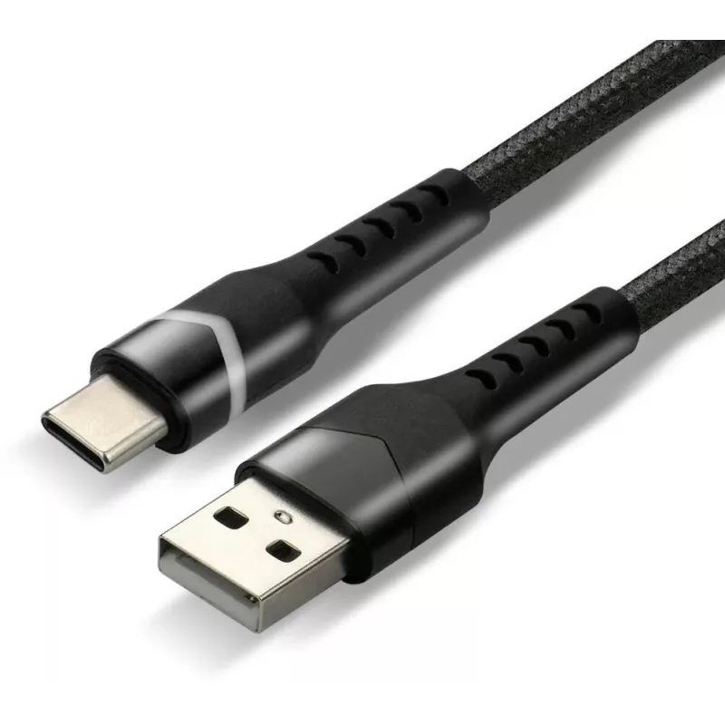 everActive CBB-1CBR USB-A uz USB-C RGB LED pīts kabelis 1m 3A melns