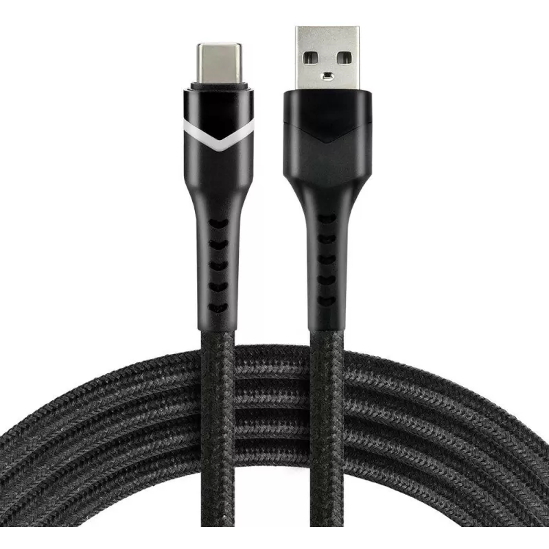 everActive CBB-1CBR USB-A uz USB-C RGB LED pīts kabelis 1m 3A melns
