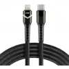 everActive CBB-1CIR USB-C uz Lightning RGB LED kabelis 1m 27W PD Melns