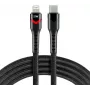 everActive CBB-1CIR USB-C uz Lightning RGB LED kabelis 1m 27W PD Melns