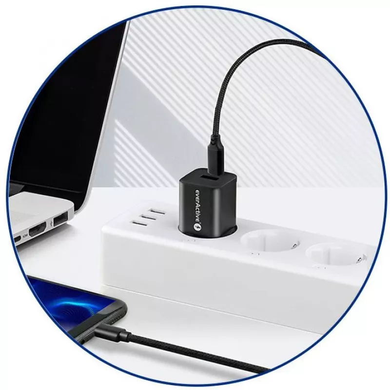 everActive CBB-1PD3 USB-C uz USB-C kabelis 1m PD 60W 3A melns