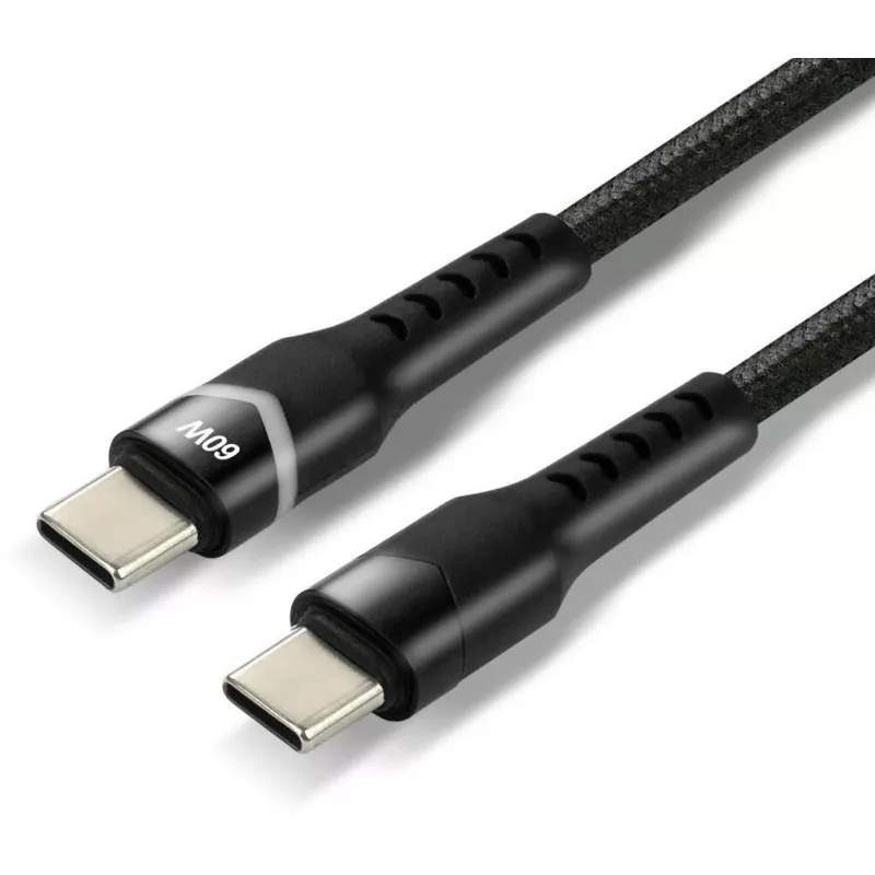 everActive CBB-2PDR USB-C uz USB-C RGB LED Pīts kabelis 2m 3A 60W Melns