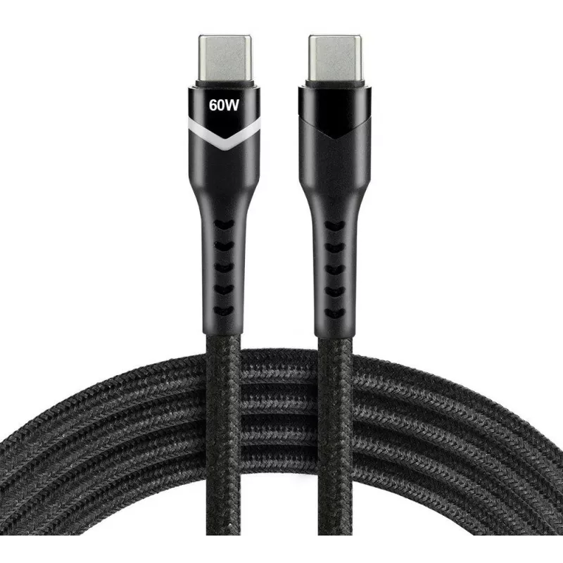 everActive CBB-2PDR USB-C uz USB-C RGB LED Pīts kabelis 2m 3A 60W Melns