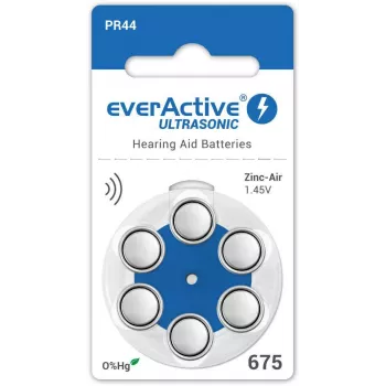 everActive ULTRASONIC 675 Cinka-gaisa dzirdes aparātu baterijas PR44 (6 gab. blistera iepakojums)