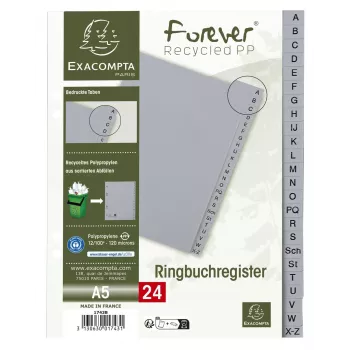 Exacompta Index Divider Set Half-Format A-Z Grey 24-Tab 1 Set
