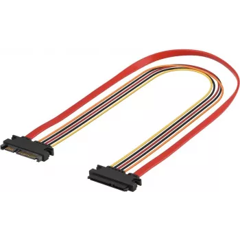 EXERTIS CONNECT SATA pagarinājuma kabelis, SATA 22 pin male uz SATA 22 pin female (5V + 12V), 0,5 m, SATA datu un barošanas interfeisa pagarināšanai, melns 147500