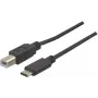 EXERTIS CONNECT USB 2.0 kabelis, USB Type-C uz USB Type-B, melns, 1,0 m 150304