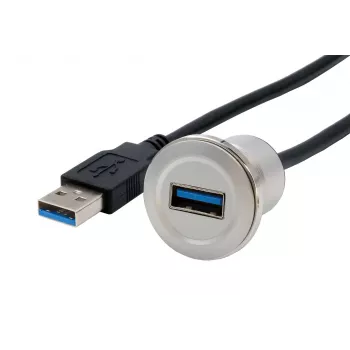 EXSYS EX-49186 USB 3.2 Gen 1 panelmontāžas adapteris, USB-A sievišķais uz vīrišķo, 30 cm, metāls