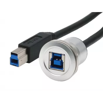 EXSYS Panel Mount USB-B Female to USB-B Male Adapter Cable, USB 3.2 Gen 1, 30 cm, Metāla korpuss EX-49187