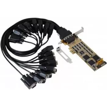 EXSYS PCIe 16 portu RS-232 sērijas karte ar SystemBase mikroshēmojumu, 921.6 Kbps, 15KV ESD, Low Profile EX-44316-2