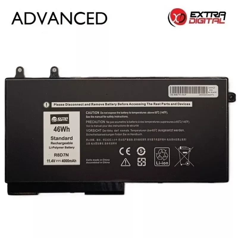 Extra Digital Advanced Replacement Laptop Battery for Dell Latitude (R8D7N) – 11.1V, 4000mAh, 44.4Wh, 3-Cell