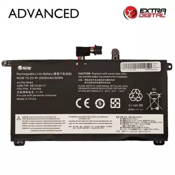 Extra Digital Advanced nomaiņas klēpjdatora baterija Lenovo ThinkPad X1 Carbon / X1 Yoga – 01AV493, 2000mAh, 11.52V, Li-ion, melna