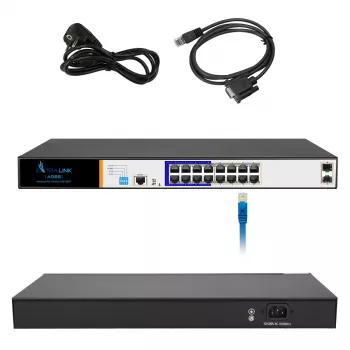 Extralink ARES PoE komutators, 16x Gigabit PoE/PoE+, 2x SFP, 1x konsoles ports, 150W, pārvaldāms