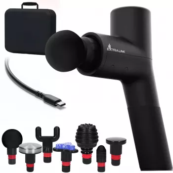 Extralink Massage Gymgun Fit 2.0 Pro masāžas pistole, 7 stiprinājumi, 6 režīmi