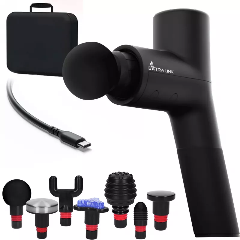 Extralink Massage Gymgun Fit 2.0 Pro masāžas pistole, 7 stiprinājumi, 6 režīmi