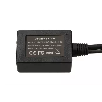 Extralink PoE pārveidotājs 1 ports, ieeja 1x 1000Mb/s RJ45/Jack 10-30V, izeja 48V