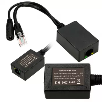 Extralink PoE pārveidotājs 1 ports, ieeja 1x 1000Mb/s RJ45/Jack 10-30V, izeja 48V