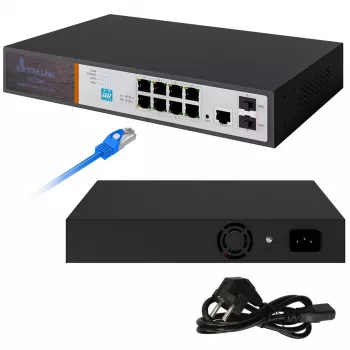 Extralink VICTOR 8 portu Gigabit PoE+ pārvaldāms komutators ar 2 SFP, 150W budžetu, L2+