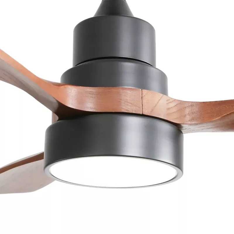 Extralink Walnut Dark 48 viedie griestu ventilators ar LED apgaismojumu, tumšs valrieksts, 122 cm, Tuya lietotne, tālvadības pults, līdzstrāvas motors, 6 ātrumi, regulējams apgaismojums, saderīgs ar Alexa un Google