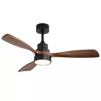 Extralink Walnut Dark 48 viedie griestu ventilators ar LED apgaismojumu, tumšs valrieksts, 122 cm, Tuya lietotne, tālvadības pults, līdzstrāvas motors, 6 ātrumi, regulējams apgaismojums, saderīgs ar Alexa un Google