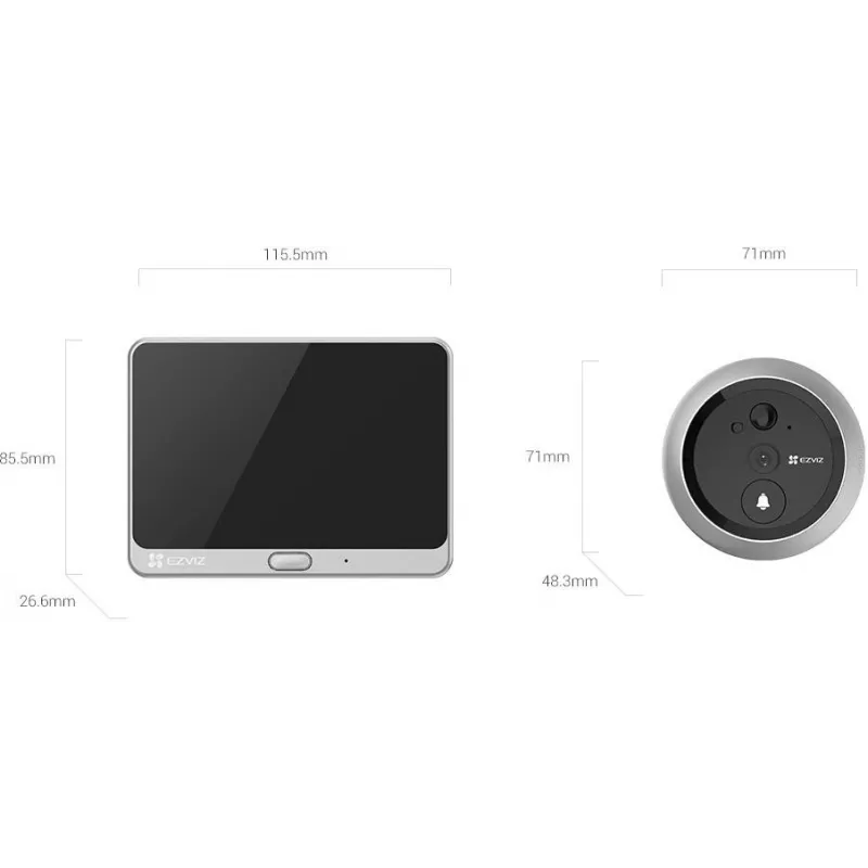 Ezviz CS-CP4 2MP Wi-Fi Digital Door Viewer ar 4.3 collu displeju, sudraba