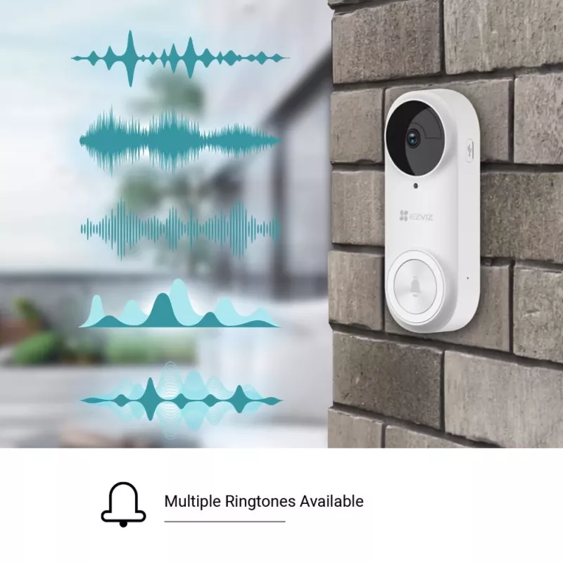 EZVIZ CSDB25MP ar bateriju darbināms video durvju zvana komplekts ar bezvadu zvaniņu, 2K+ izšķirtspēju, 176° platleņķi, IP65, 5200 mAh bateriju, MicroSD līdz 256GB, darbojas ar Alexa/Google