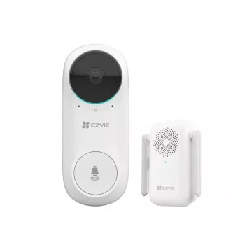 EZVIZ DB2C bezvadu video durvju zvans 1080p Full HD, 160° redzes lauks, nakts redzamība, divvirzienu audio, IP65, ar akumulatoru, saderīgs ar Alexa/Google Assistant