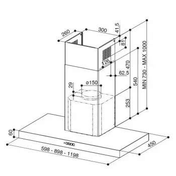 Faber Stilo Comfort BK Matt A90 90cm Sienas Tvaika Nosūcējs, Melns Matēts, 670m³/h