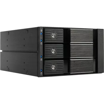 Fantec BP-SA2131 3 ligzdu SAS/SATA aizmugures modulis 5,25 collu nodalījumam - bez paplātes, karstā nomaiņa, 70 mm ventilators, melns alumīnijs 2185