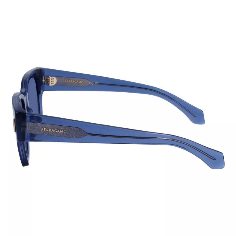 FERRAGAMO Vīriešu saulesbrilles SF2010S522143 - Taisnstūra acetāta rāmis, UV400 aizsardzība, 52 mm lēcas