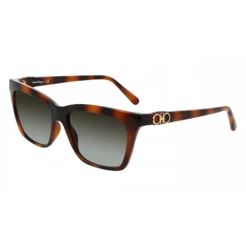 Ferragamo SF1027S-214 Sieviešu saulesbrilles Havana Acetāts Kvadrātveida Brūns Gradients 55mm