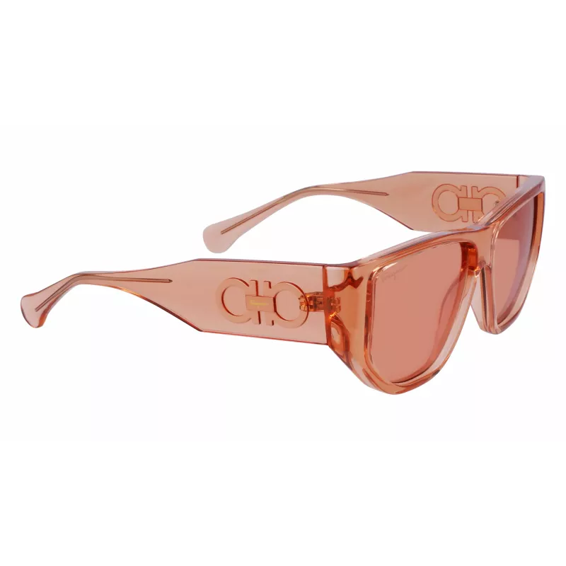 Ferragamo SF1077S-838 Unisex Saulesbrilles Pilots Spīdīgs Roze Zelts Brūns Gradients 56/13/140 mm