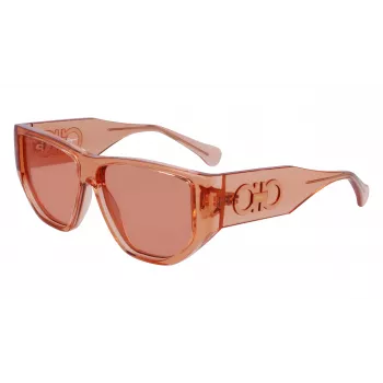Ferragamo SF1077S-838 Unisex Saulesbrilles Pilots Spīdīgs Roze Zelts Brūns Gradients 56/13/140 mm