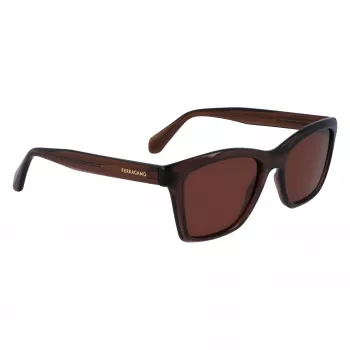 FERRAGAMO SF2001S-232 Unisex saulesbrilles Havana Brown Square Acetate Frame Brown Lens 54/20/145 mm