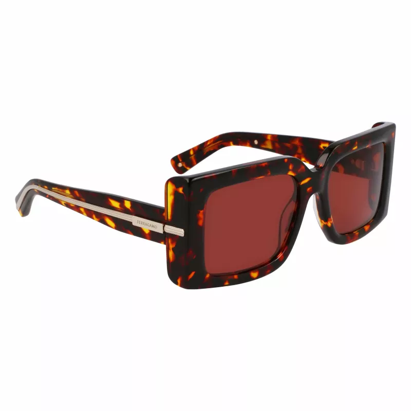 FERRAGAMO SF2032S-242 Sieviešu saulesbrilles Havana Acetāta Kvadrātveida Rāmis Brūnas Gradienta Lēcas 55/19/140 mm