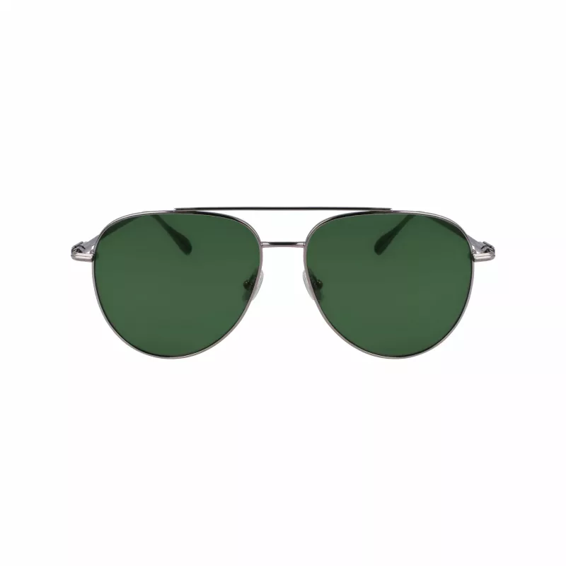 FERRAGAMO SF308S-44 Vīriešu taisnstūra saulesbrilles - Brūns Havana acetāta rāmis, Pelēkas polikarbonāta lēcas, UV400 aizsardzība