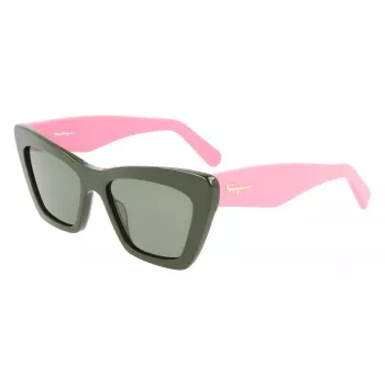 FERRAGAMO SF929S-304 Sieviešu saulesbrilles Havana Brūna Taisnstūra Acetāts 55mm