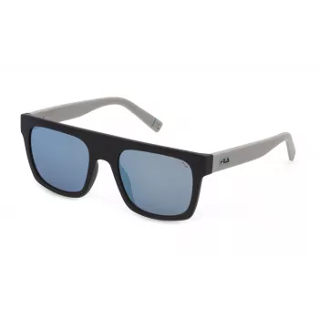 FILA vīriešu saulesbrilles SFI098-53968X Taisnstūra melns rāmis pelēkas lēcas 53/20/145 mm