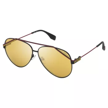 FILA SFI018-61531G Vīriešu taisnstūra saulesbrilles Melnas/Pelēkas UV400 61/11/140 mm
