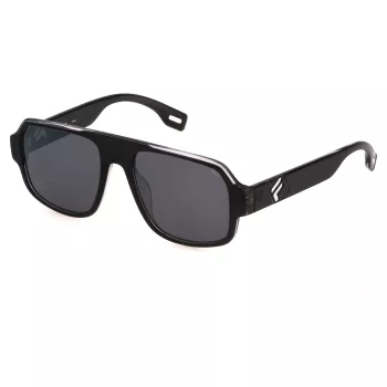 FILA SFI529-5401D1 Unisex taisnstūra saulesbrilles, melns rāmis, dūmu pelēkas lēcas, 54/18/140 mm