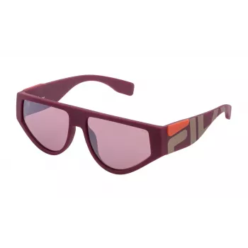 FILA Unisex saulesbrilles SF936457L62X - Melns taisnstūra rāmis ar pelēkām polikarbonāta lēcām, UV400 aizsardzība